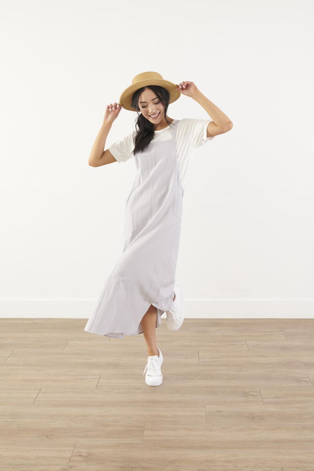 Gray Overall Midi Dress Sweet Salt Clothing